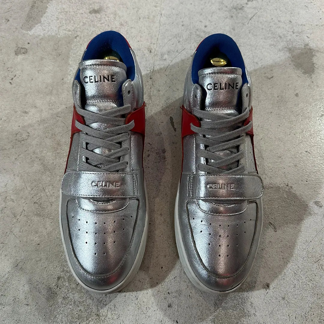 CELINE by Hedi Slimane CT-02 Metallic Leather Trainers "Silver" (Size 41 / B Rank)