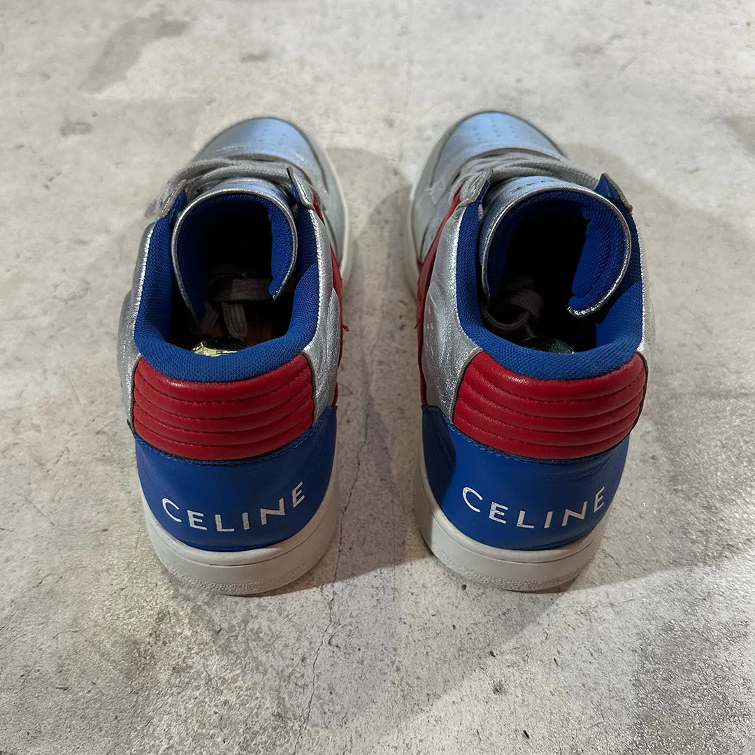 CELINE by Hedi Slimane CT-02 Metallic Leather Trainers "Silver" (Size 41 / B Rank)