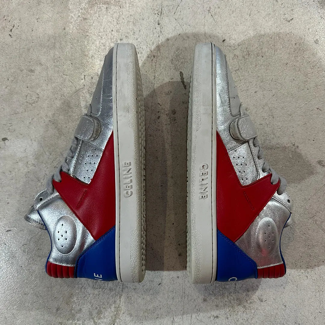 CELINE by Hedi Slimane CT-02 Metallic Leather Trainers "Silver" (Size 41 / B Rank)