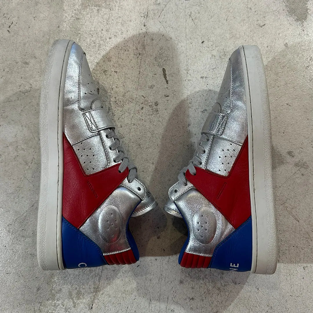 CELINE by Hedi Slimane CT-02 Metallic Leather Trainers "Silver" (Size 41 / B Rank)