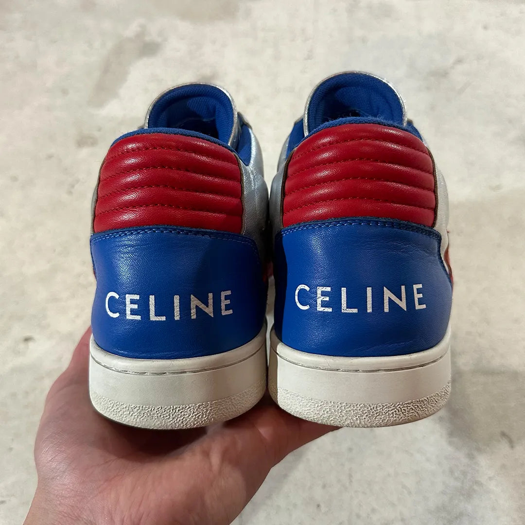 CELINE by Hedi Slimane CT-02 Metallic Leather Trainers "Silver" (Size 41 / B Rank)