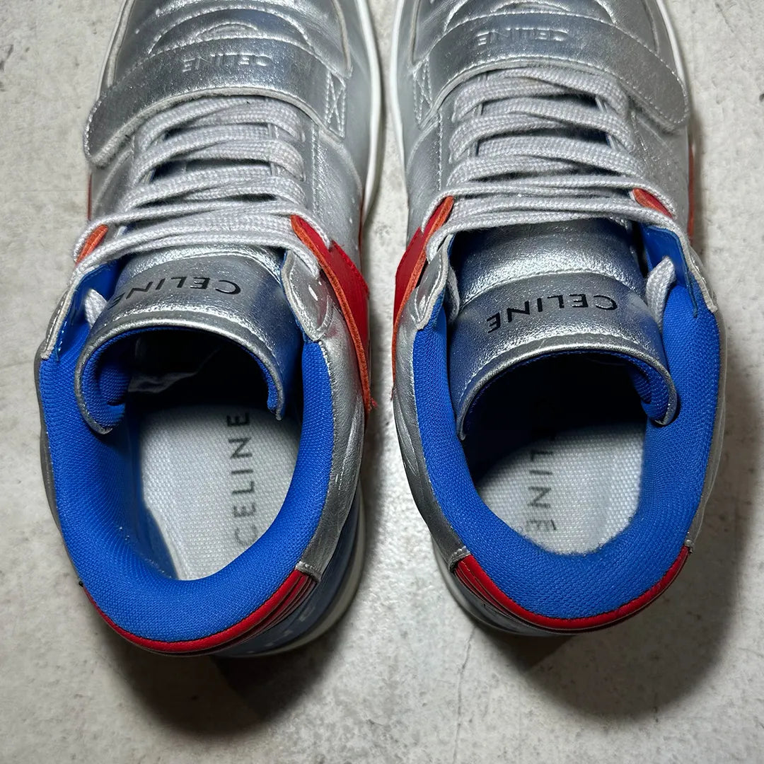 CELINE by Hedi Slimane CT-02 Metallic Leather Trainers "Silver" (Size 41 / B Rank)