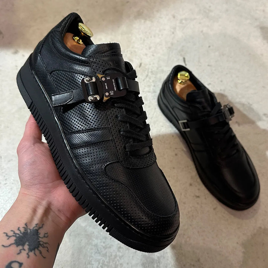 Leather Buckle Low Trainer