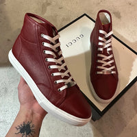 GUCCI 16SS-18FW アーカイブ マイクログッチシマ レザー ハイカットスニーカー Rosso レッド US8.5 付属品完備 | UN/ARCHIVE