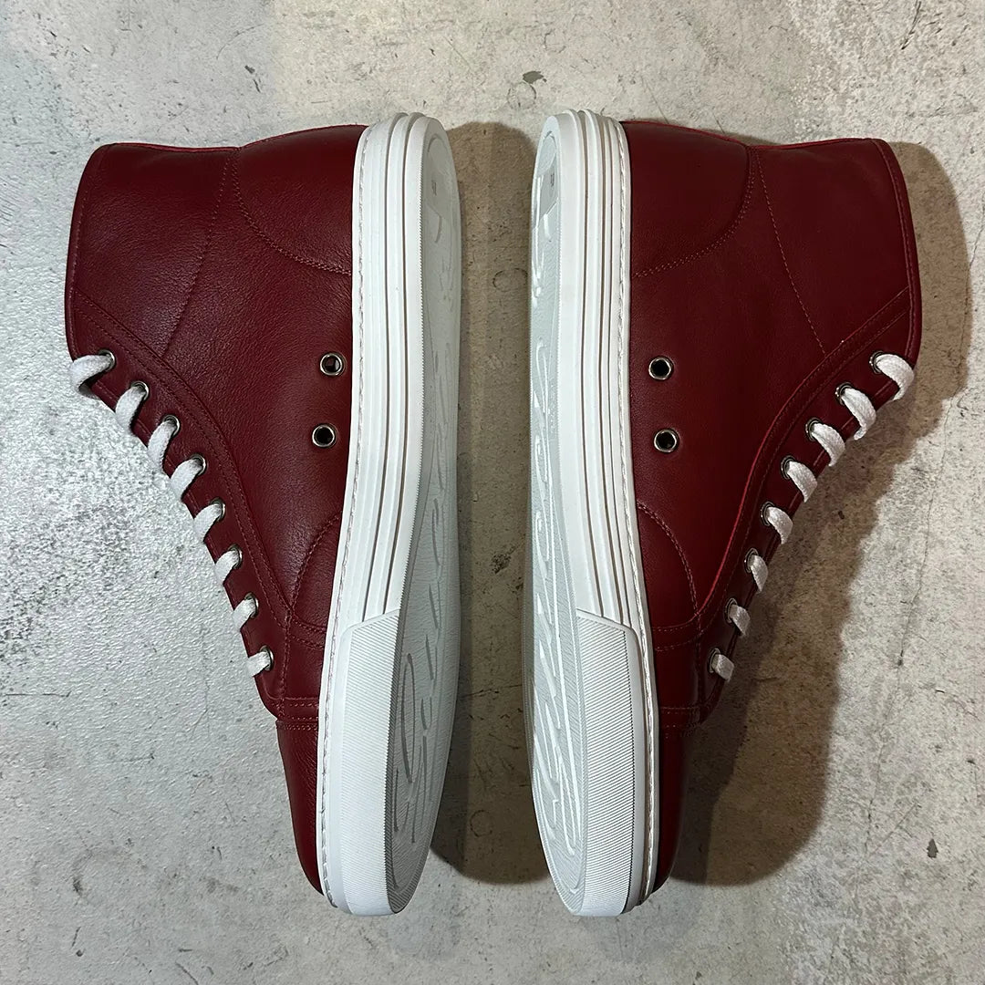 GUCCI 16SS-18FW アーカイブ マイクログッチシマ レザー ハイカットスニーカー Rosso レッド US8.5 付属品完備 | UN/ARCHIVE
