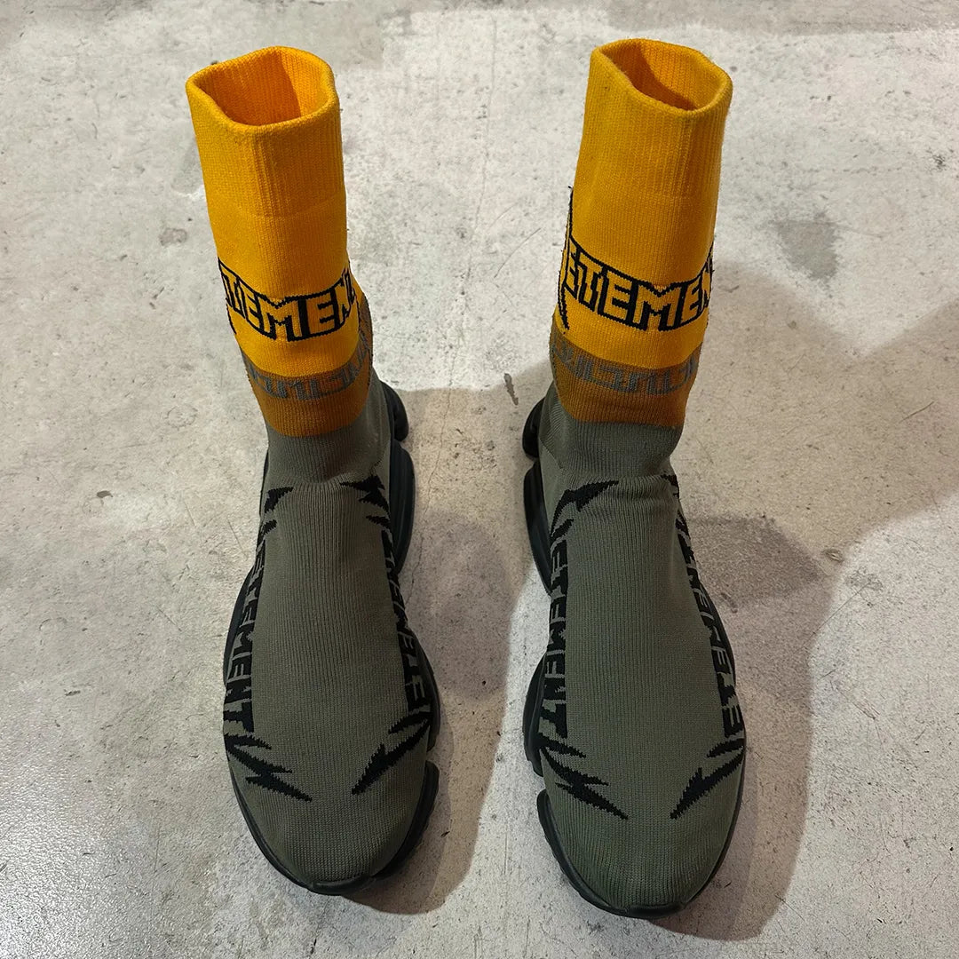VETEMENTS × Reebok Demna Gvasalia Sock Runner "Olive/Yellow" (US10 / B Rank)