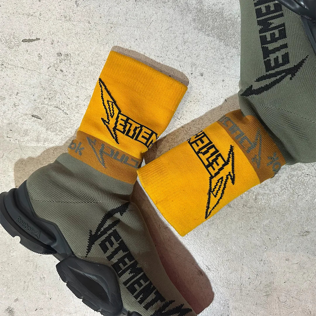 VETEMENTS × Reebok Demna Gvasalia Sock Runner "Olive/Yellow" (US10 / B Rank)