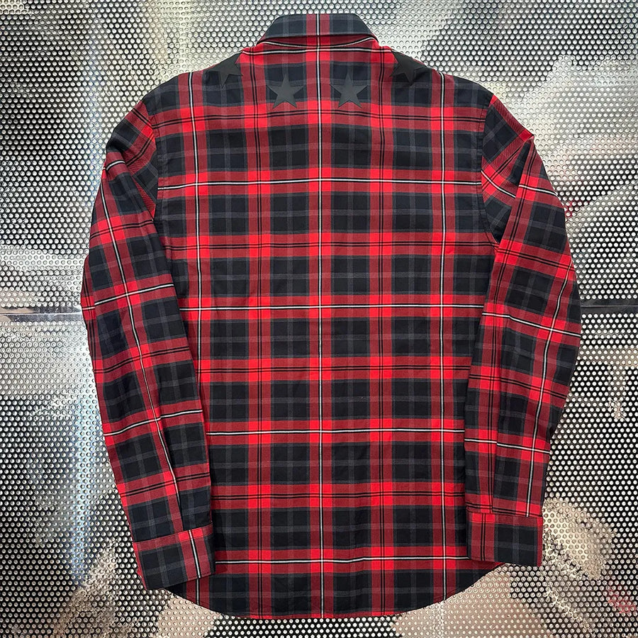 Star Patch Plaid Fly Front Shirt