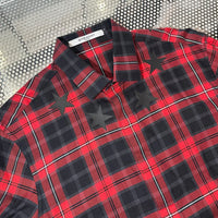 GIVENCHY 2015FW アーカイブ スターパッチ プレイドチェック シャツ レッド ブラック 比翼仕立て サイズ40 | UN/ARCHIVE