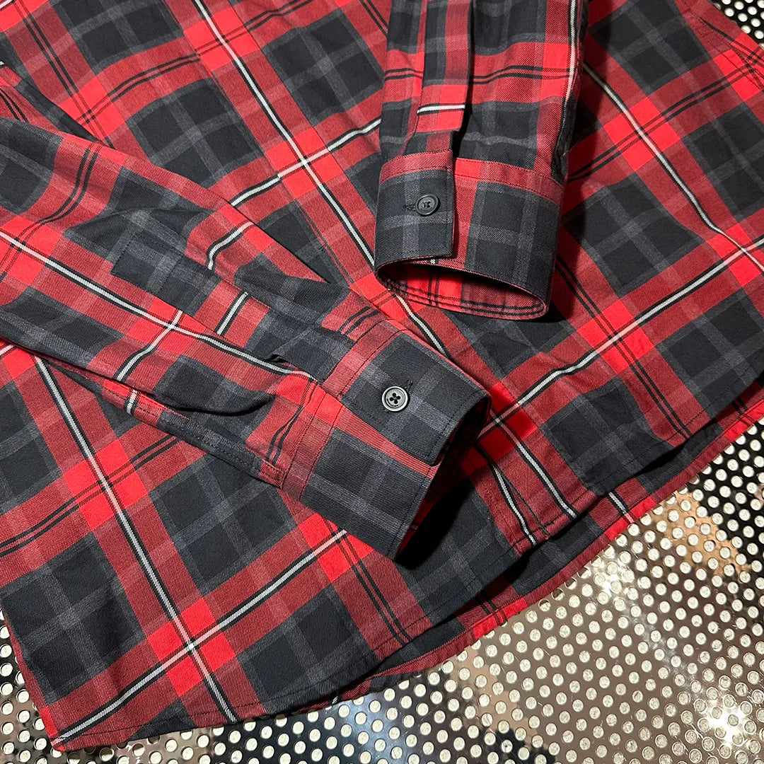 GIVENCHY 2015FW アーカイブ スターパッチ プレイドチェック シャツ レッド ブラック 比翼仕立て サイズ40 | UN/ARCHIVE