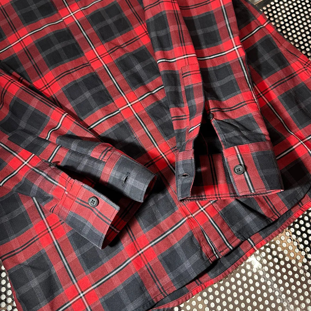 GIVENCHY 2015FW アーカイブ スターパッチ プレイドチェック シャツ レッド ブラック 比翼仕立て サイズ40 | UN/ARCHIVE