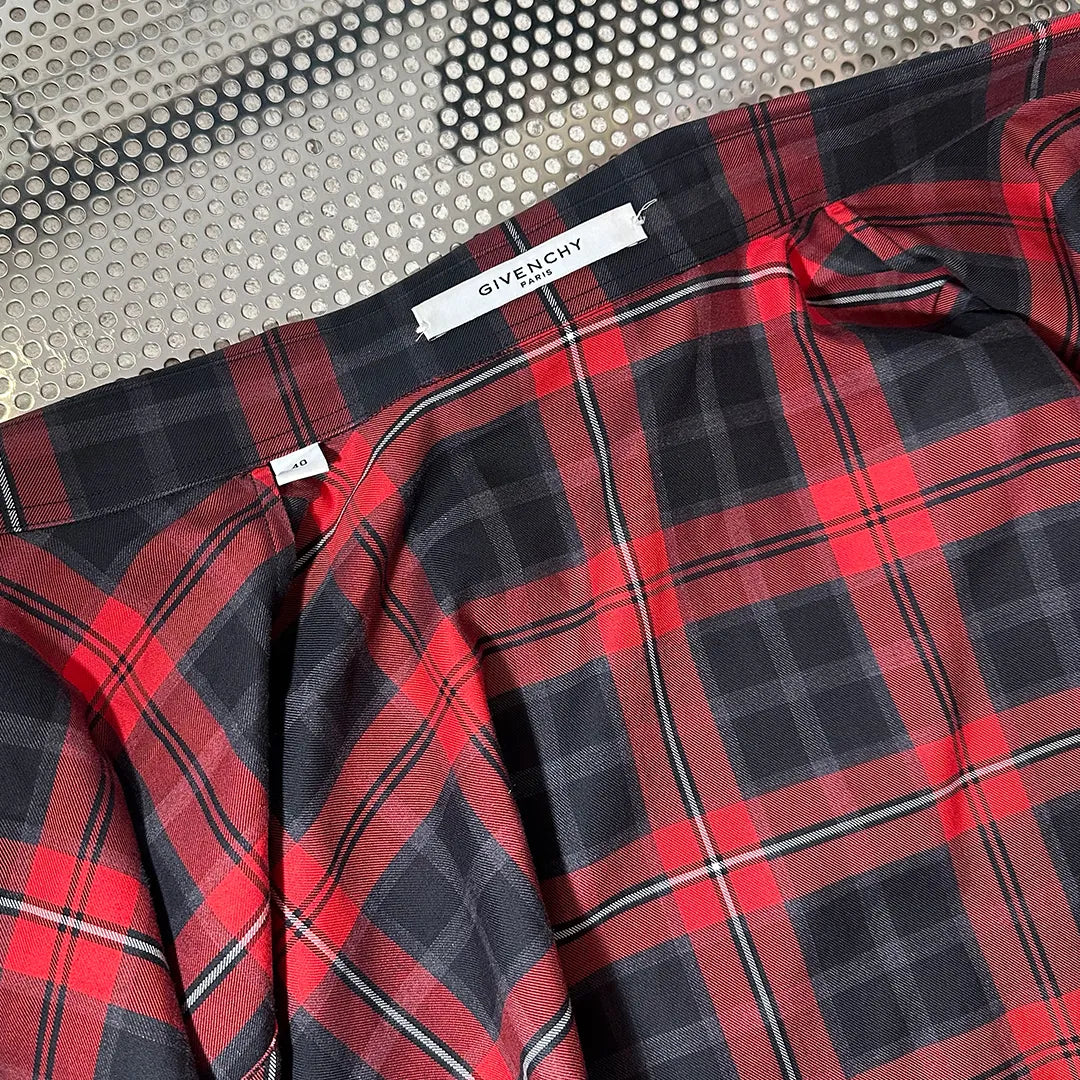 GIVENCHY 2015FW アーカイブ スターパッチ プレイドチェック シャツ レッド ブラック 比翼仕立て サイズ40 | UN/ARCHIVE