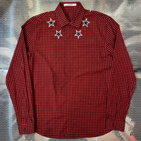 GIVENCHY 2017SS アーカイブ スタープリント ギンガムチェック シャツ レッド ブラック サイズ41 | UN/ARCHIVE
