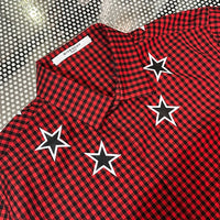 GIVENCHY 2017SS アーカイブ スタープリント ギンガムチェック シャツ レッド ブラック サイズ41 | UN/ARCHIVE
