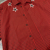 GIVENCHY 2017SS アーカイブ スタープリント ギンガムチェック シャツ レッド ブラック サイズ41 | UN/ARCHIVE